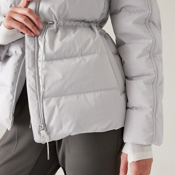 ATHLETA DOWN PUFFER JACKET WITH HOOD SIZE MEDIUM GREY - NEW WITH TAGS - Picture 2 of 8